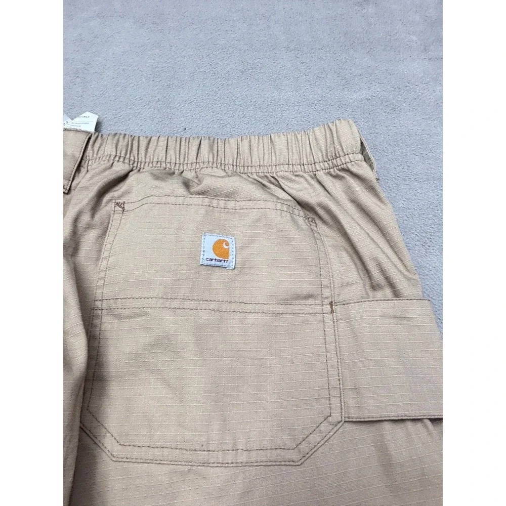 Carhartt Mens Ripstop Cargo Pants Tan Khaki Wide Leg Elastic Waist C54108 Large